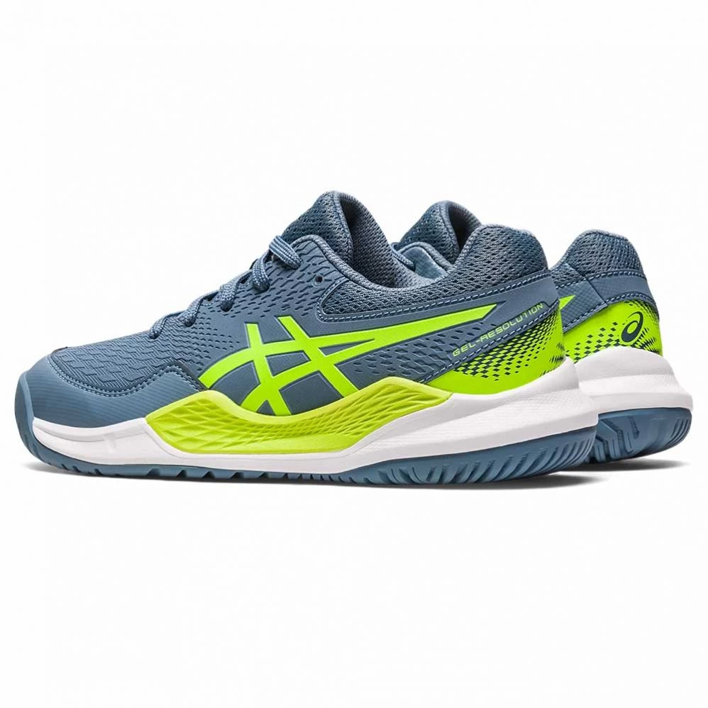 Chaussures Asics Gel Resolution 9 GS Junior Bleu / Vert 6 Chaussures Asics Gel Resolution 9 GS Junior Bleu / Vert – Image 6