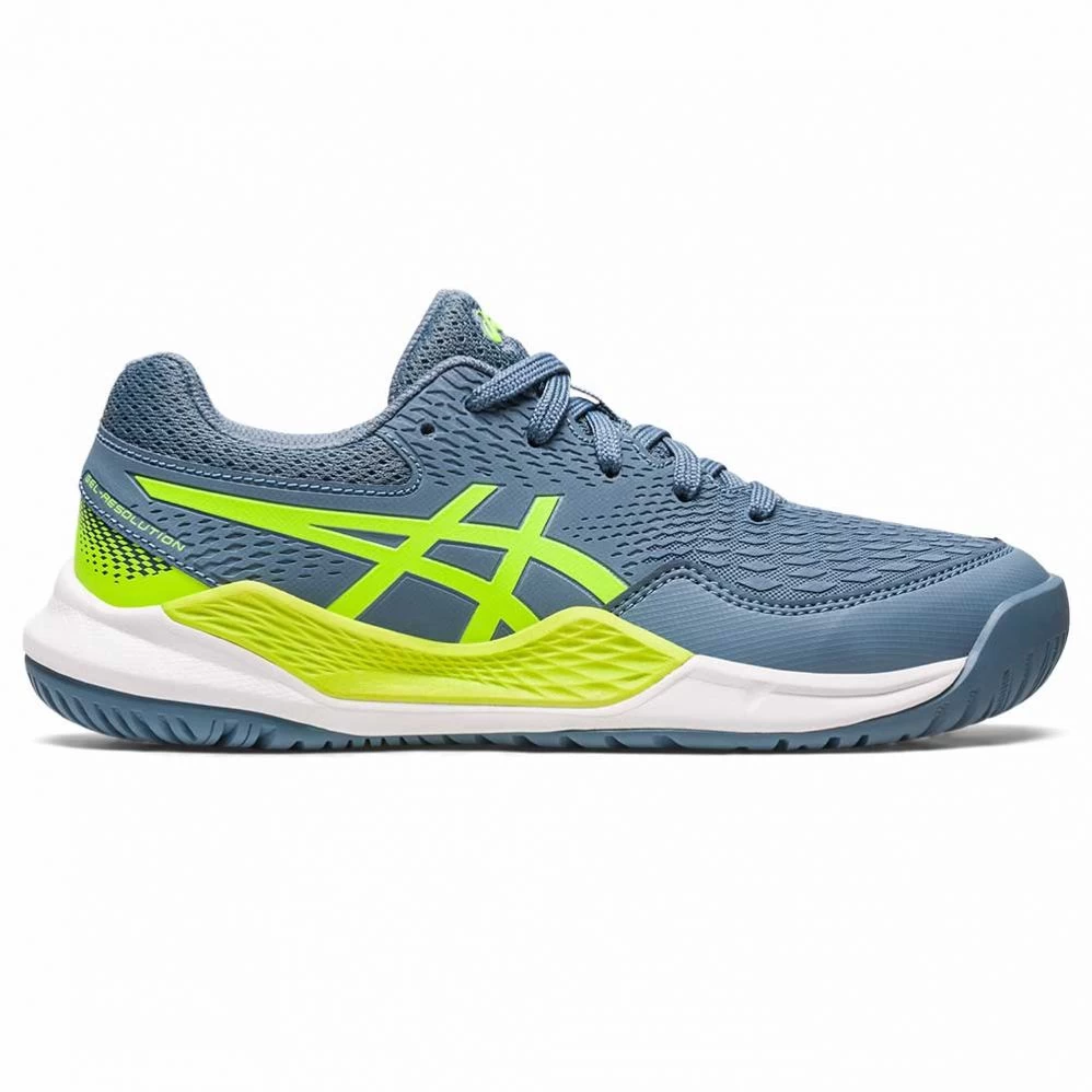 Chaussures Asics Gel Resolution 9 GS Junior Bleu / Vert 1 Chaussures Asics Gel Resolution 9 GS Junior Bleu / Vert